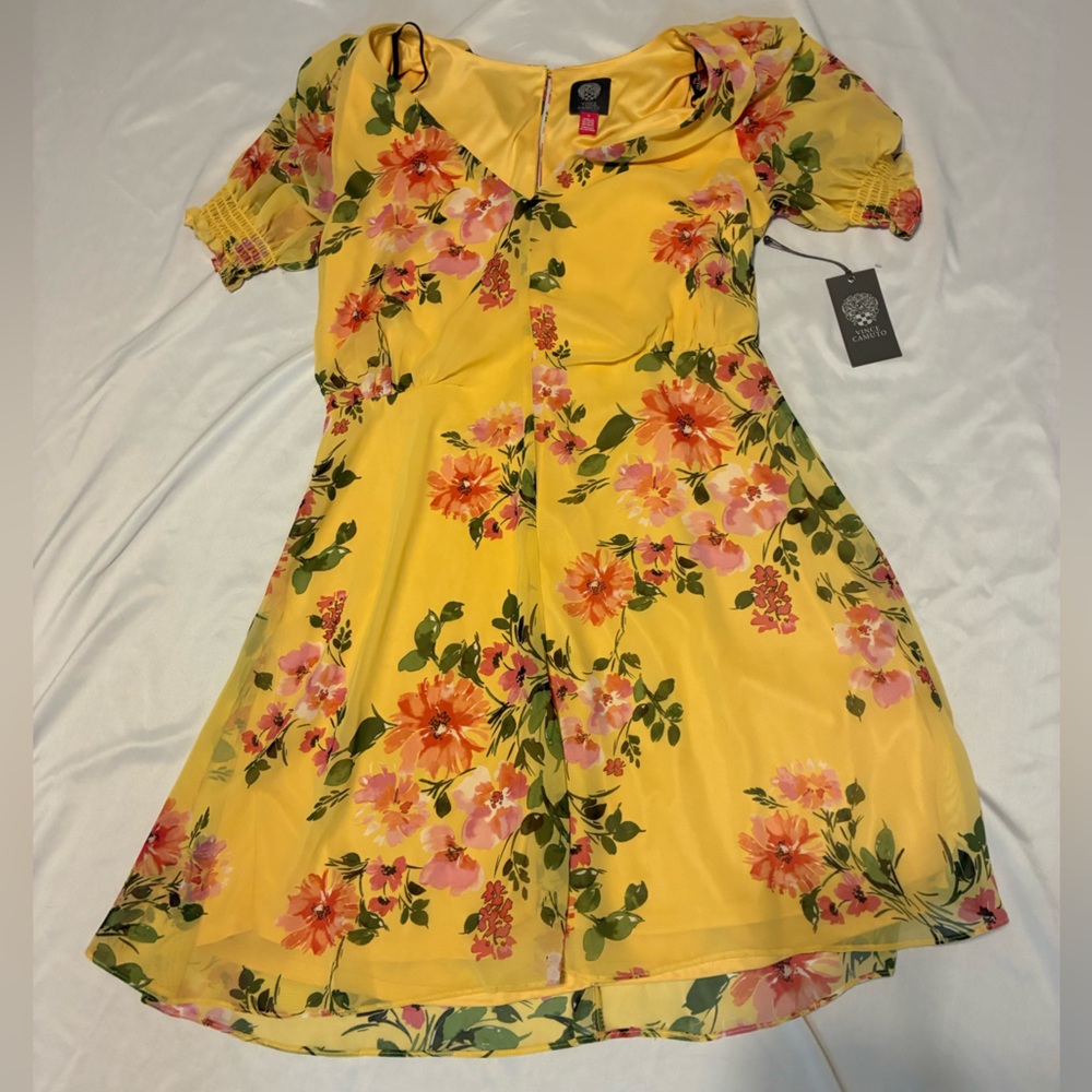 Vince Camuto Yellow Floral Dress (Size 12, NWT, MSRP $138)